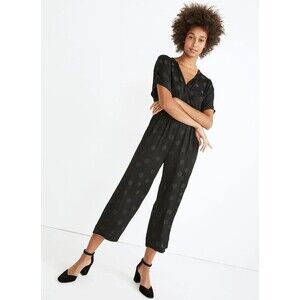 NWT MADEWELL Jumpsuit Women’s Cocktail Party Wrap Front Polka Dot- Size PS Black